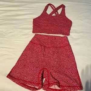 BuffBunny Red and White Athletic Shorts Set